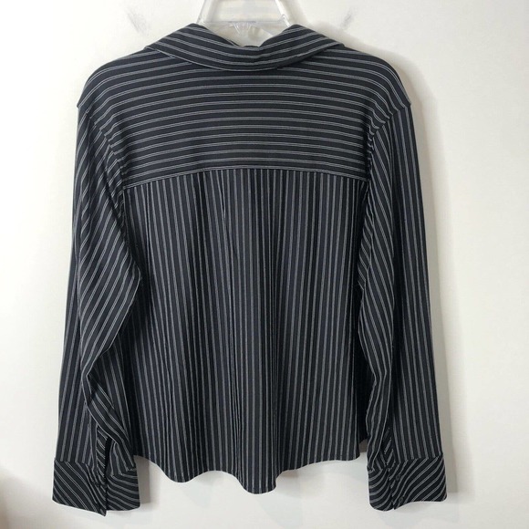 Talbots NWT Women's Black White Striped Button Up V-Neck Stretchy Blouse Size 1X - Picture 7 of 8